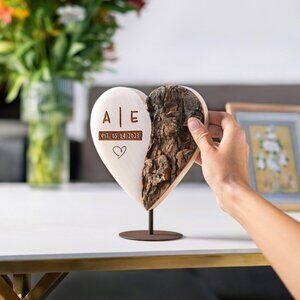 Couple’s Wooden Heart – Initials & Date Keepsake